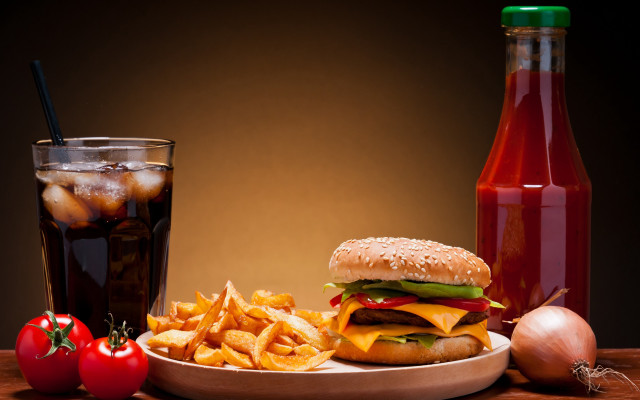 Plate sandwich fries drink soda free wallpaper for desktop - medium preview image