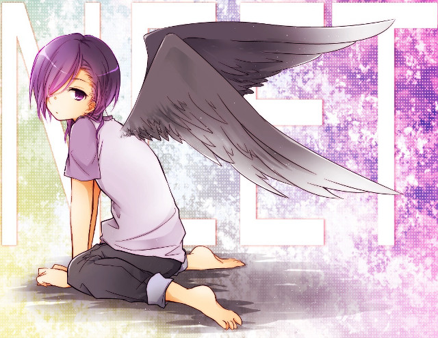 Angel sitting purple wings cherry free wallpaper for desktop - medium preview image