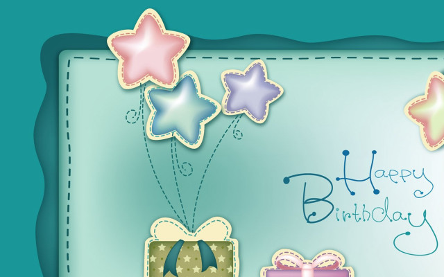 Birthday card stars presents happy free wallpaper for desktop - medium preview image