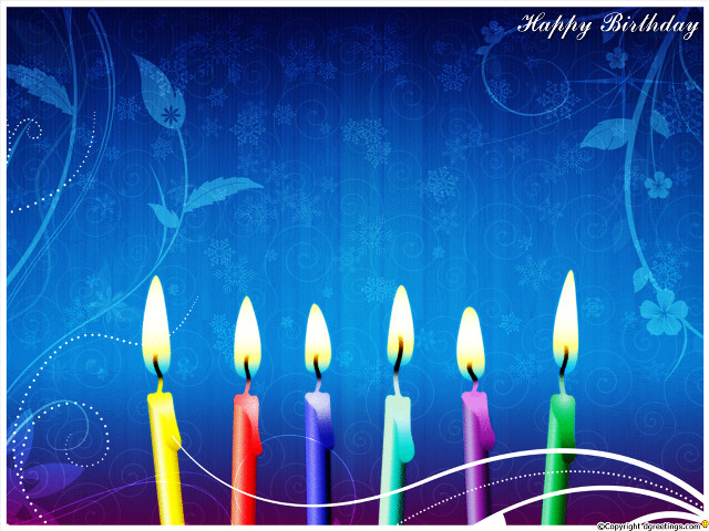 Candles blue background happy birthday free wallpaper for desktop - medium preview image