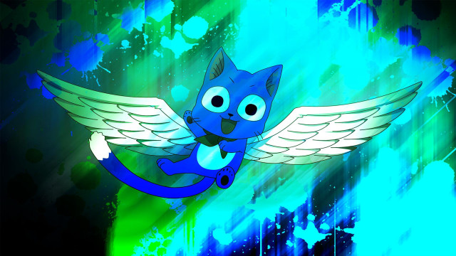 Blue cat wings aurora glowing free wallpaper for desktop - medium preview image