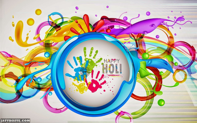Colorful holi background happy handprints free wallpaper for desktop - medium preview image