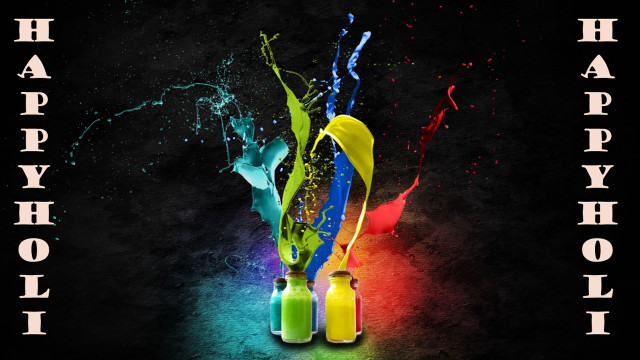 Colorful paint bottle happy holi free wallpaper for desktop - medium preview image
