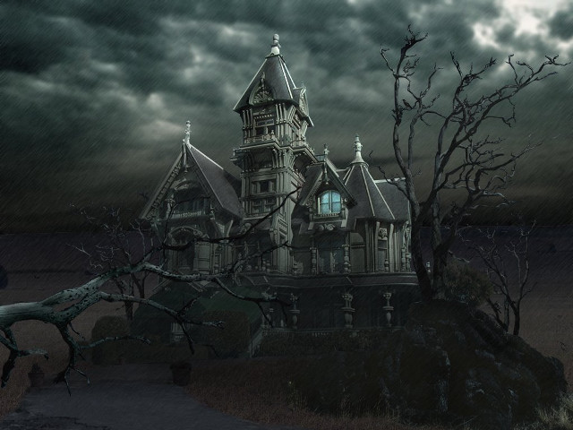 Creepy house creepy tree dark free wallpaper for desktop - medium preview image