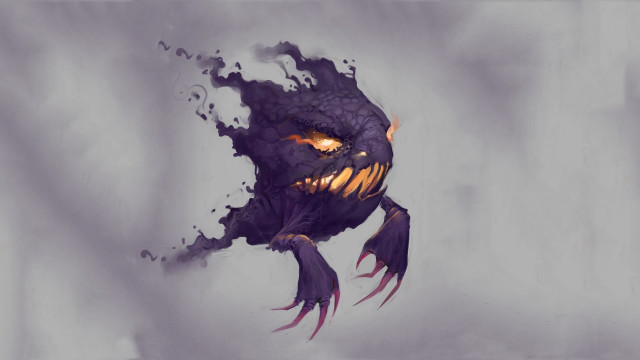 Purple creature orange eyes black free wallpaper for desktop - medium preview image