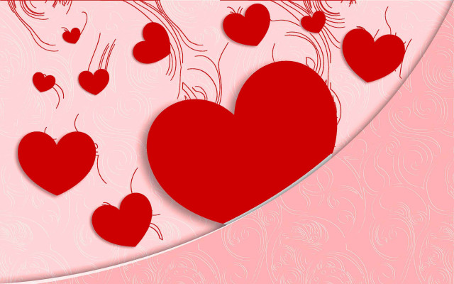 Red heart pink background love free wallpaper for desktop - medium preview image