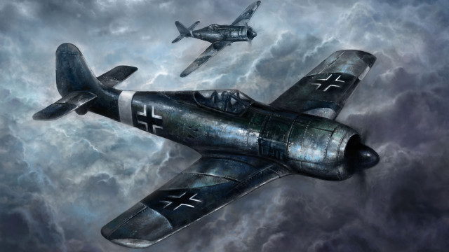 Airplanes flying sky together painting free wallpaper for desktop - medium preview image