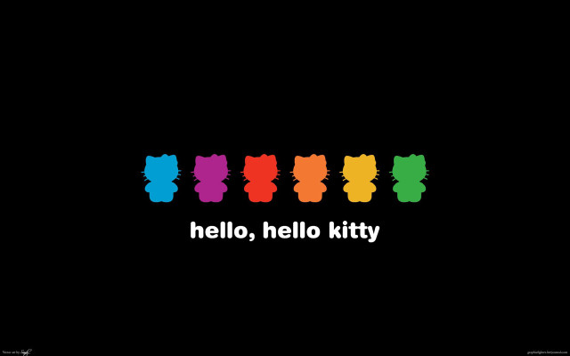 Black background rainbow hello kitty free wallpaper for desktop - medium preview image