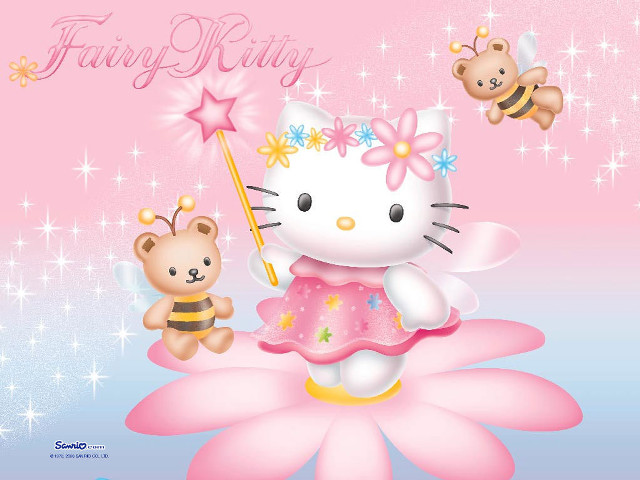 Hello kitty teddy bear flower free wallpaper for desktop - medium preview image
