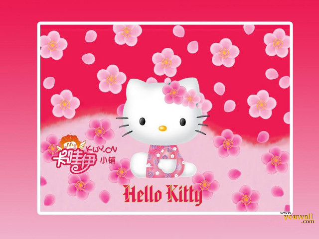 Hello kitty flowers girl background free wallpaper for desktop - medium preview image