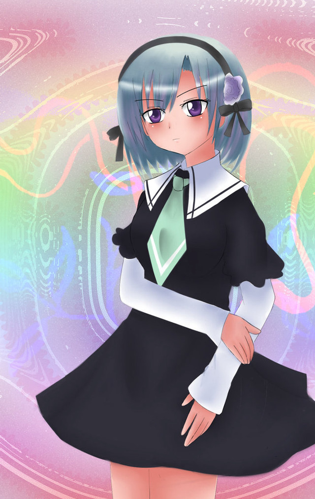 Girl black dress green tie free wallpaper for mobile - medium preview image