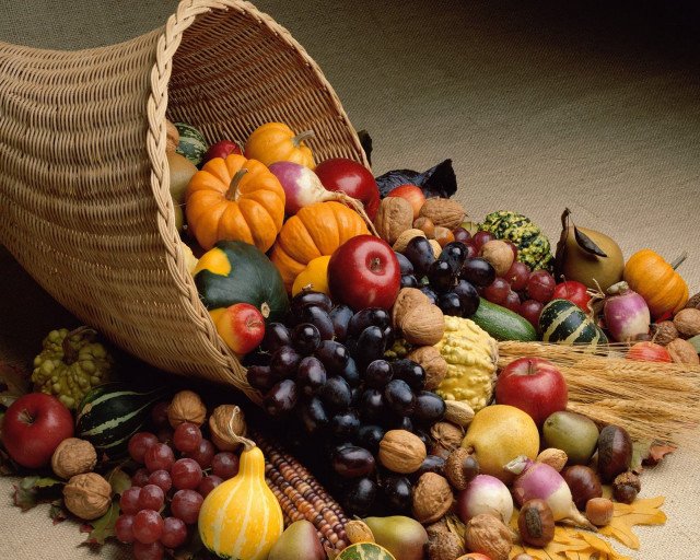 Basket fruit vegetables table nuts free wallpaper for desktop - medium preview image