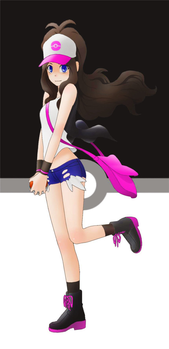 Girl pink hat blue shorts free wallpaper for mobile - medium preview image