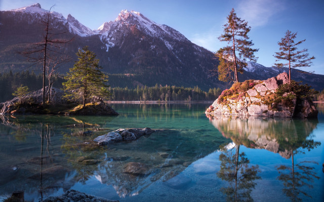 Mountain range lake reflection rock #2 free wallpaper for desktop - medium preview image