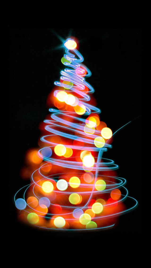 Christmas tree lights dark background free wallpaper for mobile - medium preview image