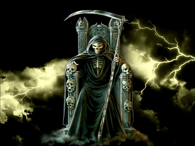 Skeleton throne scepter sitting hand free wallpaper for desktop - medium preview image