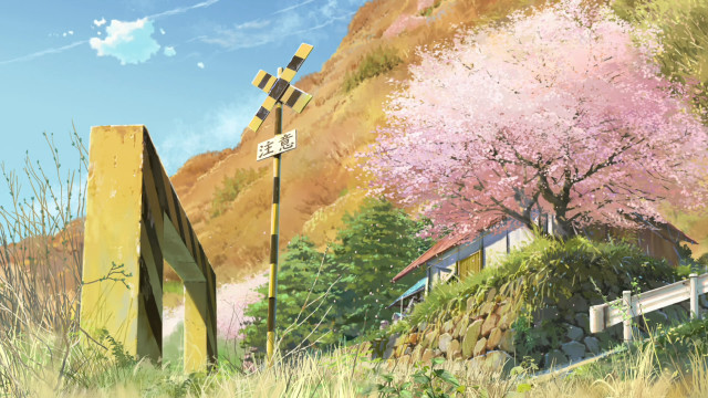 Street sign tree pink flowers free wallpaper for desktop - medium preview image