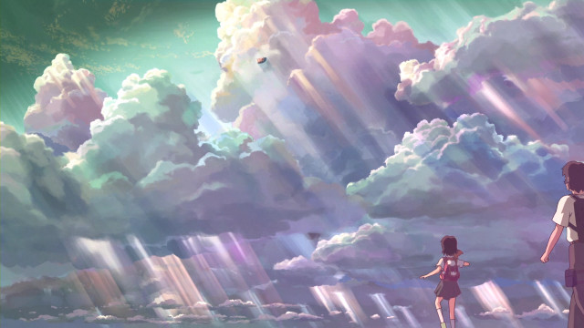 Couple people field cloudy sky free wallpaper for desktop - medium preview image