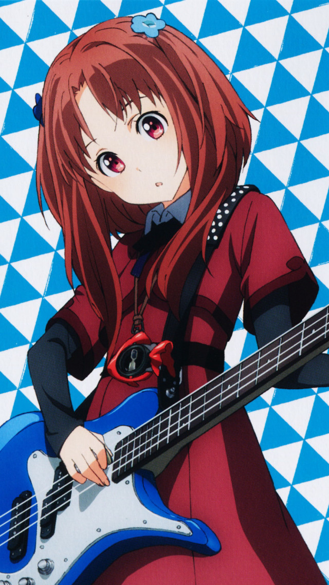 Girl red hair blue guitar free wallpaper for mobile - medium preview image