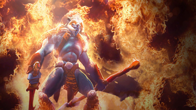 Fire sword man flames autumn free wallpaper for desktop - medium preview image