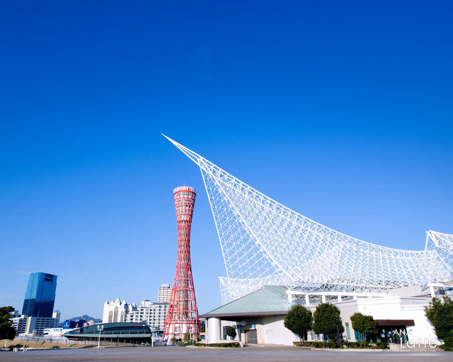Tall red tower building blue free wallpaper for desktop - medium preview image