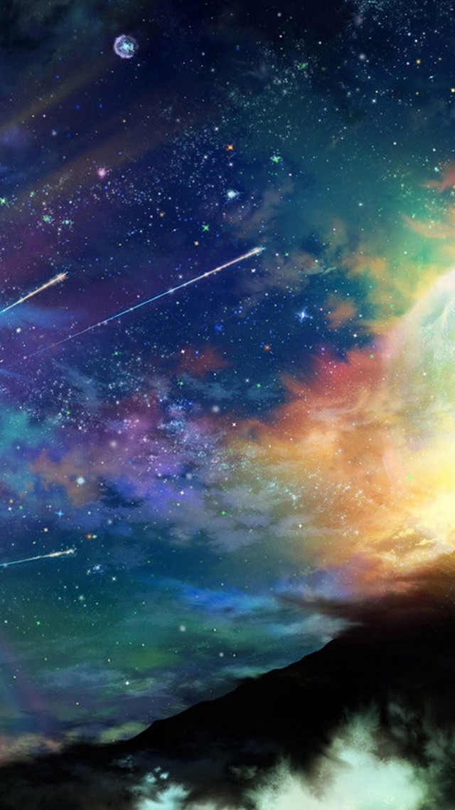 Man hill stars sky bright free wallpaper for mobile - medium preview image