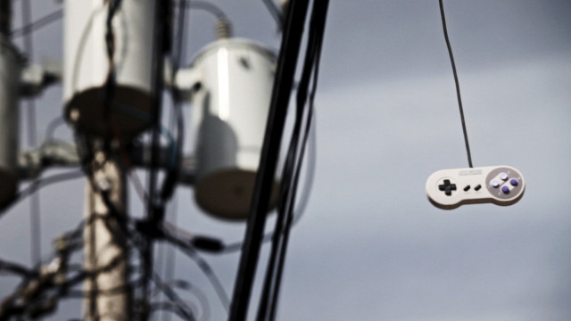 White controller hanging wire clouds free wallpaper for desktop - medium preview image
