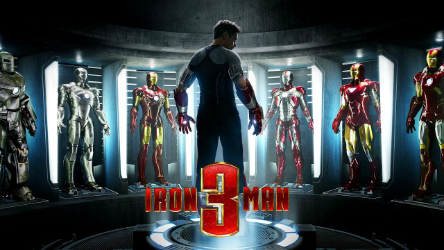 Man iron suits room clock free wallpaper for desktop - medium preview image
