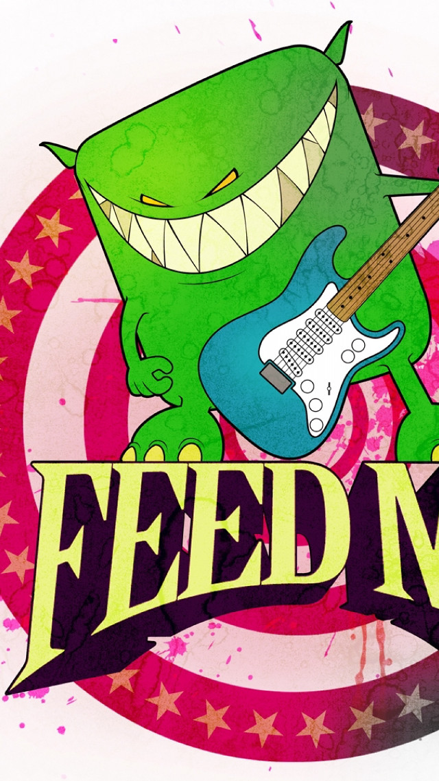 Cartoon character playing guitar feed free wallpaper for mobile - medium preview image