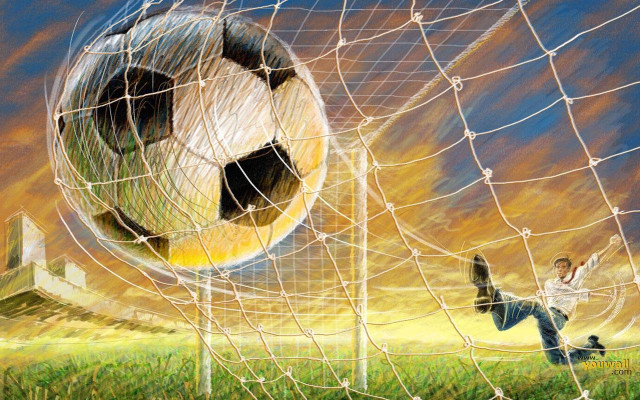 Soccer ball net man kicking free wallpaper for desktop - medium preview image