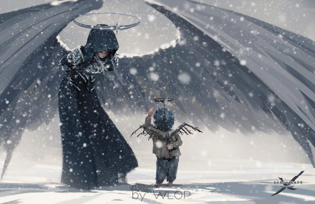 Man child snow dragon head free wallpaper for desktop - medium preview image
