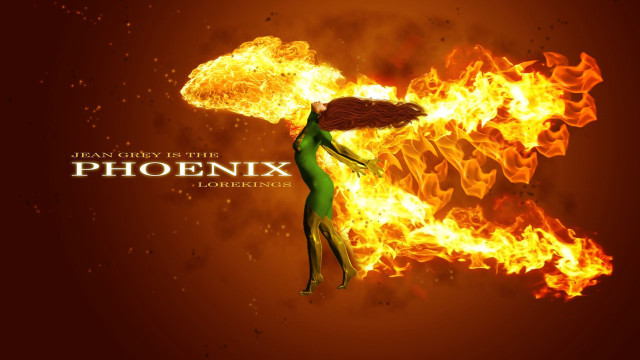 Woman green dress surrounded fire free wallpaper for desktop - medium preview image