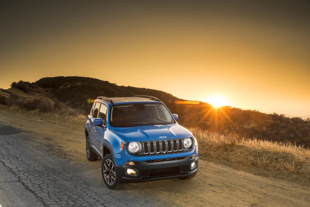 Blue jeep dirt road sunset free wallpaper for desktop - medium preview image
