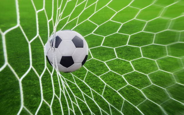Soccer ball net green grass #2 free wallpaper for desktop - medium preview image