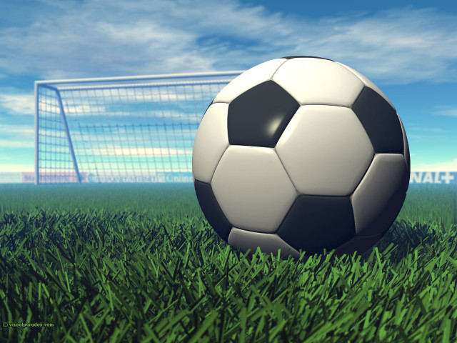 Soccer ball grass goal sunny free wallpaper for desktop - medium preview image
