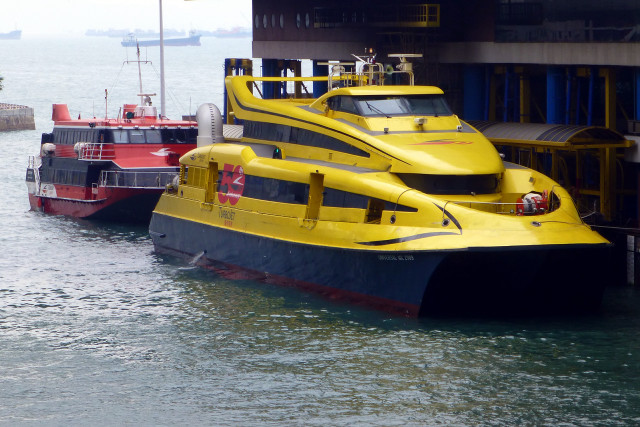 Yellow black boat docked water free wallpaper for desktop - medium preview image