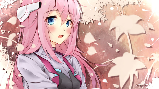 Pink hair girl blossoms anime free wallpaper for desktop - medium preview image
