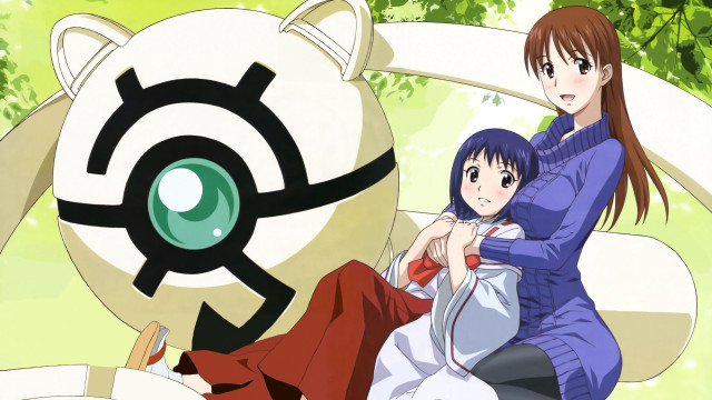 Couple sitting bear statue cat free wallpaper for desktop - medium preview image