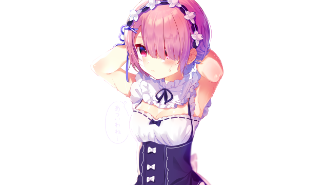 Anime girl pink hair maid free wallpaper for desktop - medium preview image