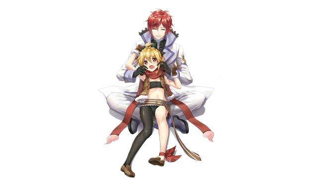 Anime couple sitting white background free wallpaper for desktop - medium preview image