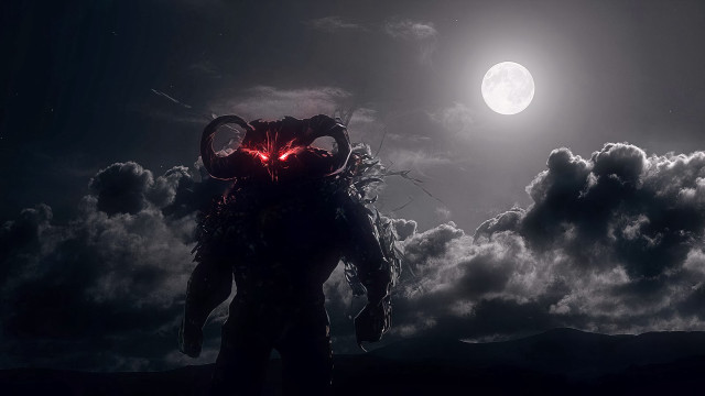 Man field fullmoon clouds night free wallpaper for desktop - medium preview image