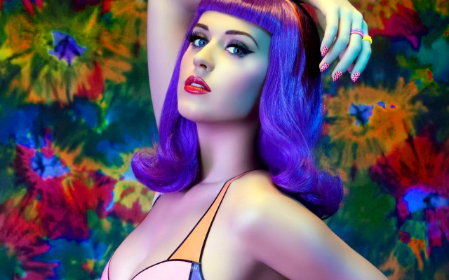 Purple hair bikini pop art free wallpaper for desktop - medium preview image