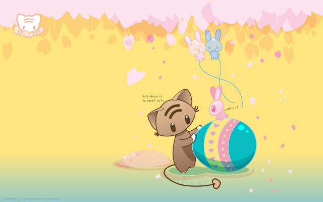 Cartoon cat playing ball beach free wallpaper for desktop - medium preview image