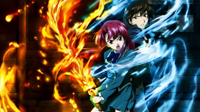Anime characters fire background flames free wallpaper for desktop - medium preview image
