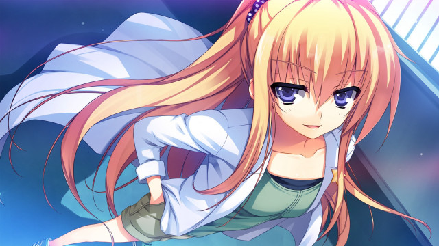 Blonde girl pink hair modern free wallpaper for desktop - medium preview image