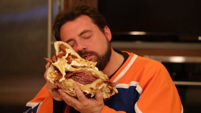 Man eating large sandwich meat free wallpaper for desktop - medium preview image