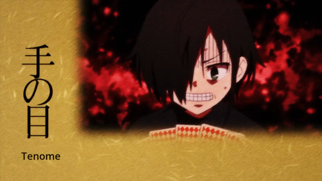 Anime creepy character red background free wallpaper for desktop - medium preview image