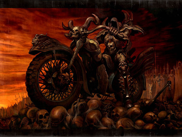 Skeleton motorcycle skulled ground demon free wallpaper for desktop - medium preview image