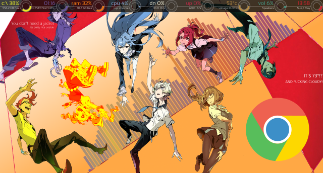 Anime characters running fire theme free wallpaper for desktop - medium preview image