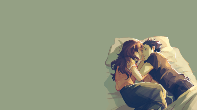 Couple sitting rock green background free wallpaper for desktop - medium preview image